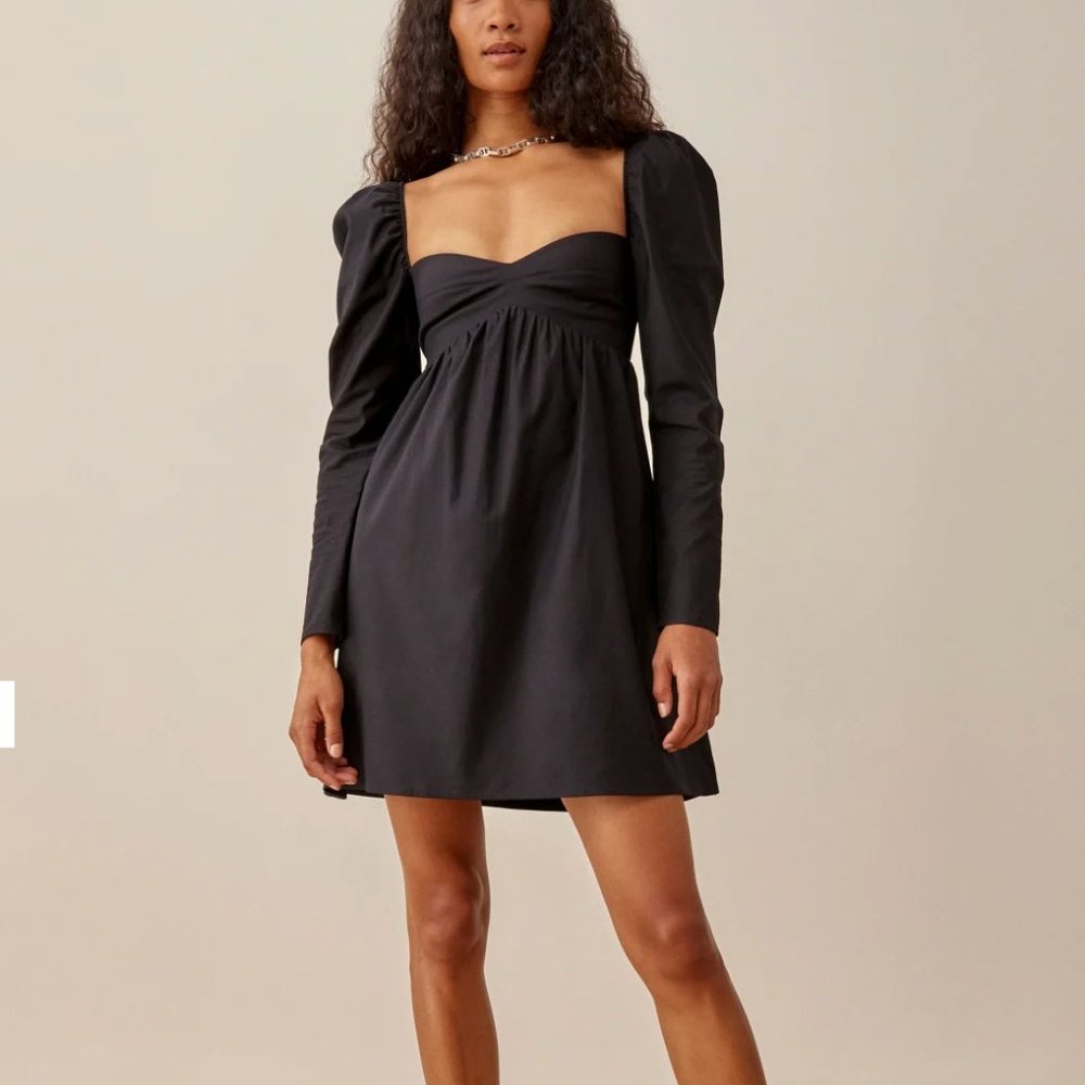 Reformation Kenzi Dress Long Sleeve Mini in Black
